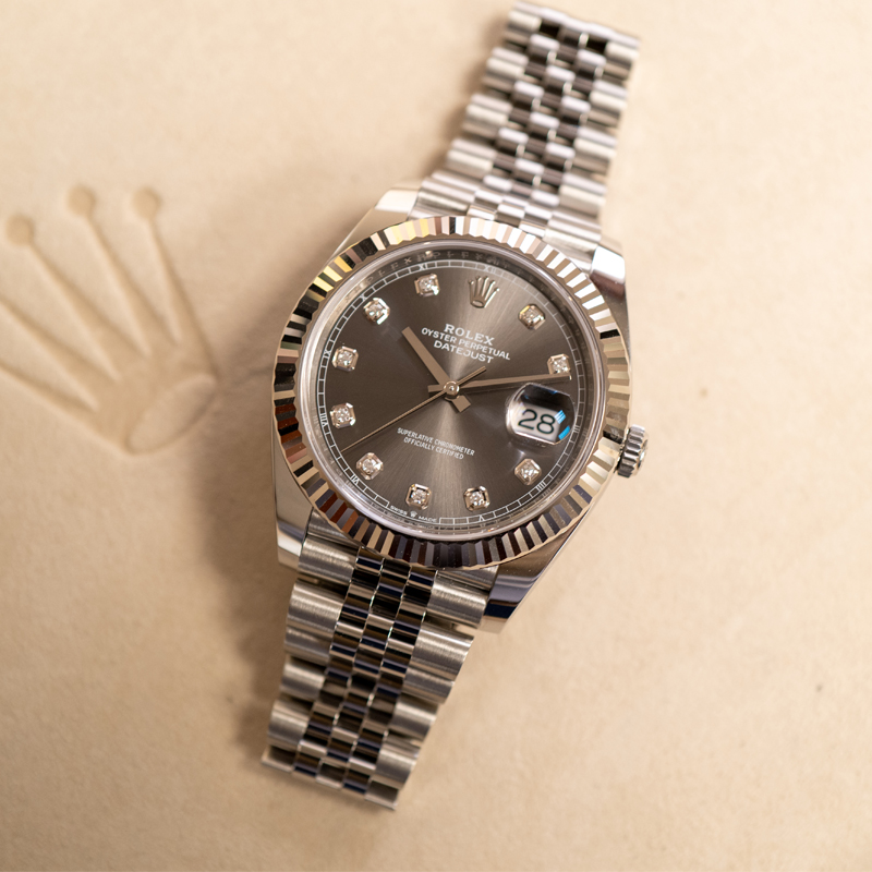 Rolthtex DateJust 41 Rhodium Diamond Dial 126334 Steel & 18k White Gold