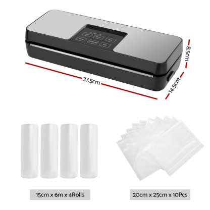 Devanti Food Vacuum Sealer Machine Auto Seal Cutter 5 Modes Storage Bags 4 Rolls
