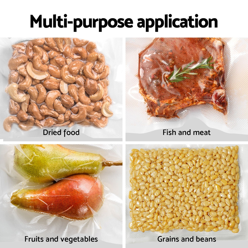 Devanti Food Vacuum Sealer Machine Auto Seal Cutter 5 Modes Storage Bags 28cm?6m 4 Roll