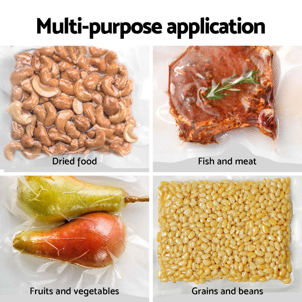 Devanti Food Vacuum Sealer Machine Auto Seal Cutter 5 Modes Storage Bags 28cm?6m 4 Roll