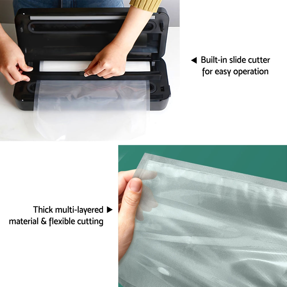 Devanti Food Vacuum Sealer Machine Auto Seal Cutter 5 Modes Storage Bags 28cm?6m 4 Roll