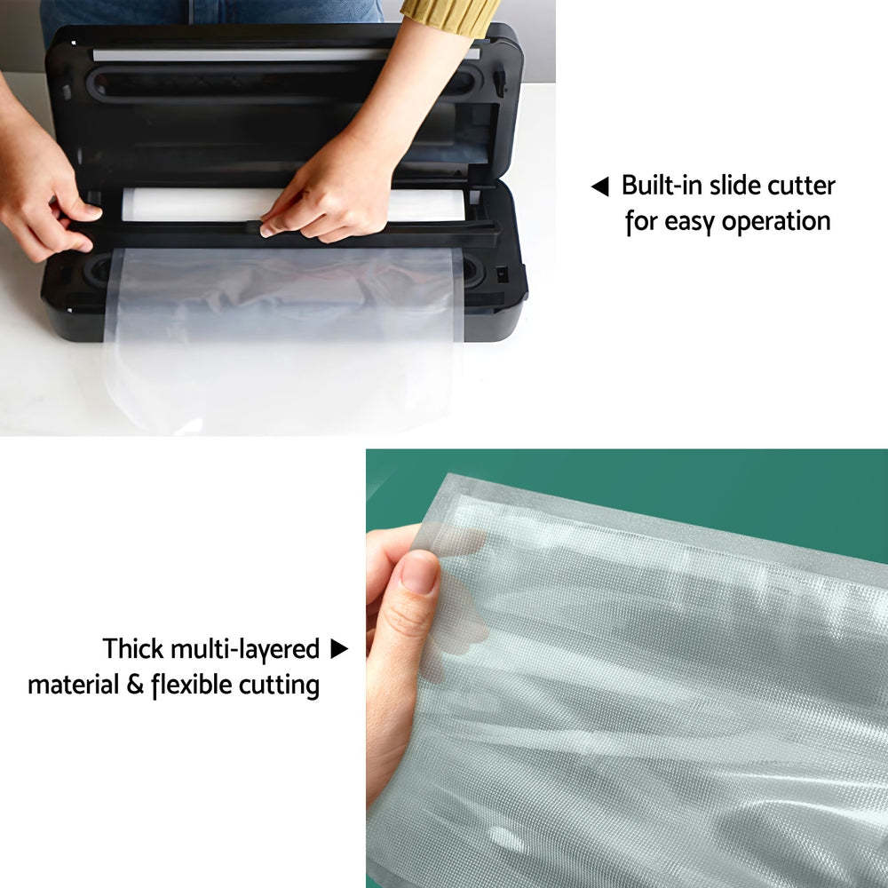 Devanti Food Vacuum Sealer Machine Auto Seal Cutter 5 Modes Storage Bags 28cm?6m 4 Roll