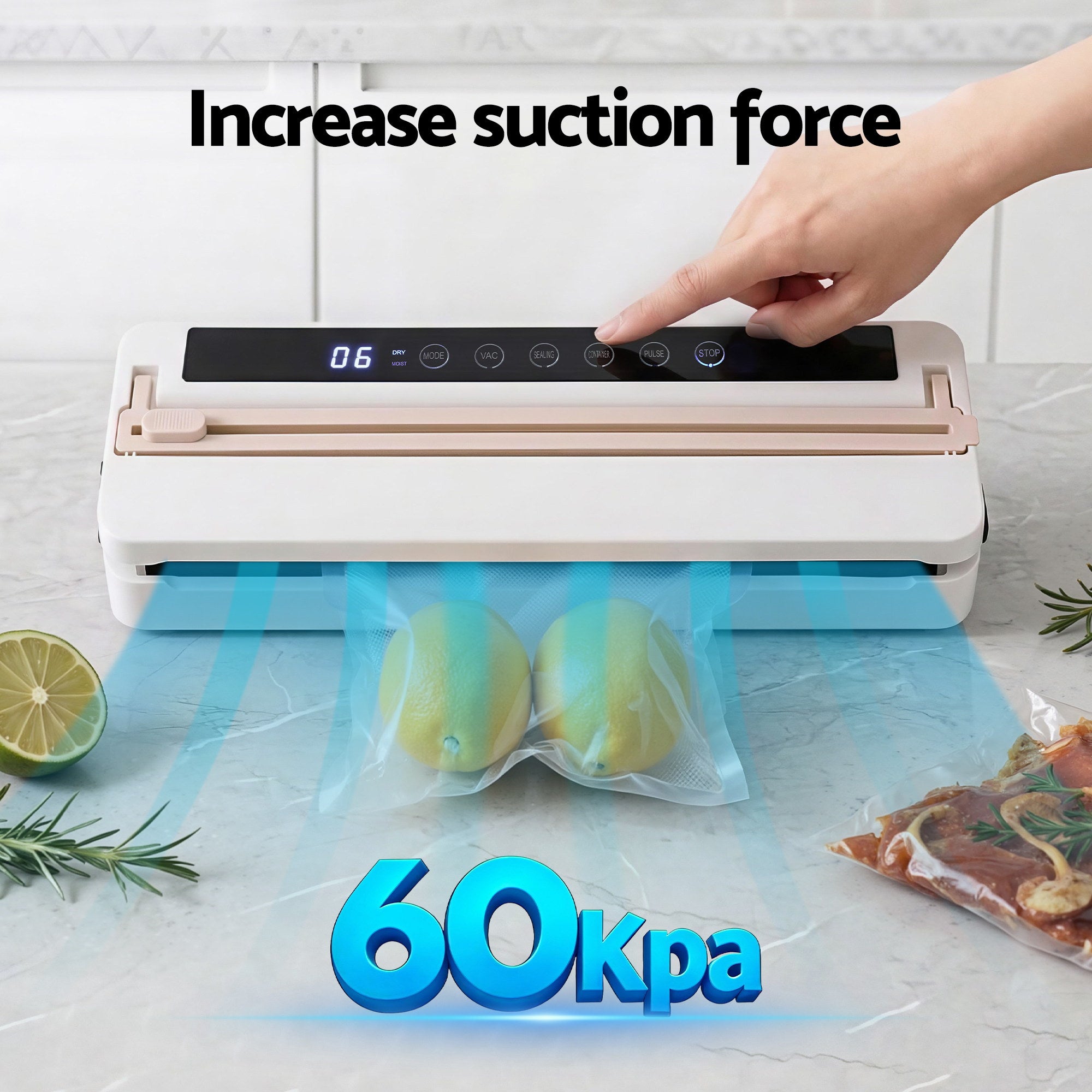 Devanti Food Vacuum Sealer Machine Fresh Storage Auto Seal Slide Cutter 6 Modes White