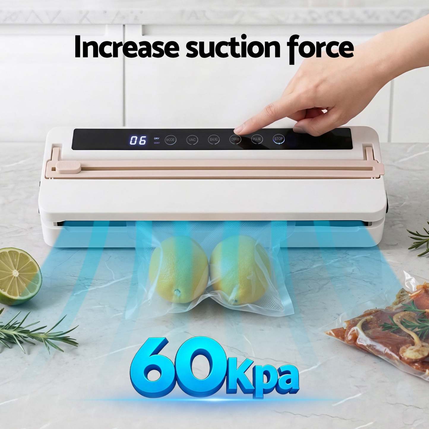 Devanti Food Vacuum Sealer Machine Fresh Storage Auto Seal Slide Cutter 6 Modes White