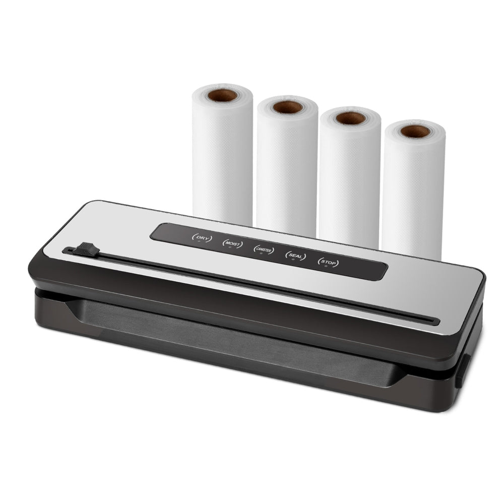 Devanti Food Vacuum Sealer Machine Sealing Cutter 4 Modes Storage Bags 4 Rolls