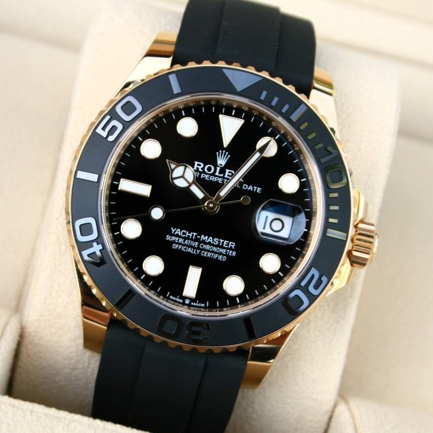 Yachtmaster Yellow Gold Oysterflex Bracelet Mens Watch 226658 42mm
