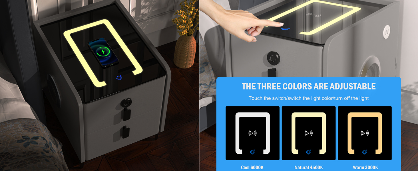 Modern Nightstand LED Nightstand