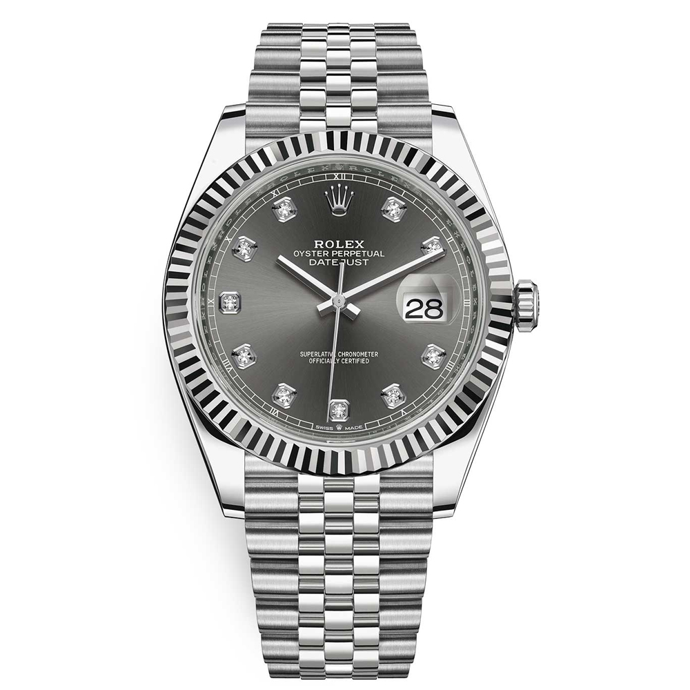 Rolthtex DateJust 41 Rhodium Diamond Dial 126334 Steel & 18k White Gold
