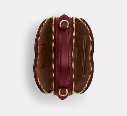 Heart Crossbody Bag In Signature Canvas With Cherry Print