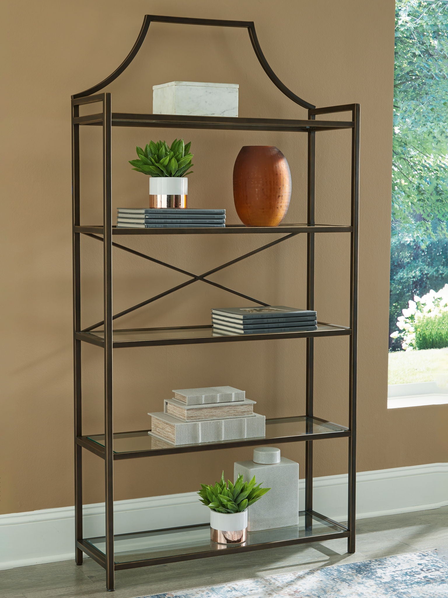 Bornly - Bookcase - Antique Bronze Finish