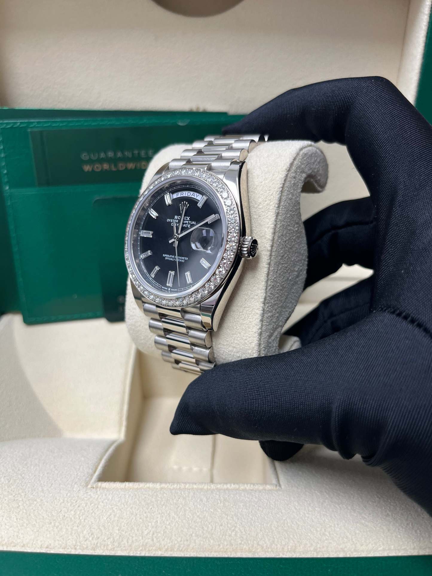 Day-Date 40 White Gold Day-Date 40 Watch - White Gold Bezel - Black Baguette Diamond Dial 228349RBR