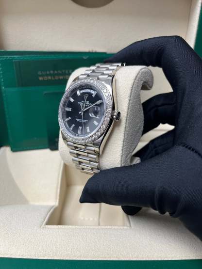 Day-Date 40 White Gold Day-Date 40 Watch - White Gold Bezel - Black Baguette Diamond Dial 228349RBR