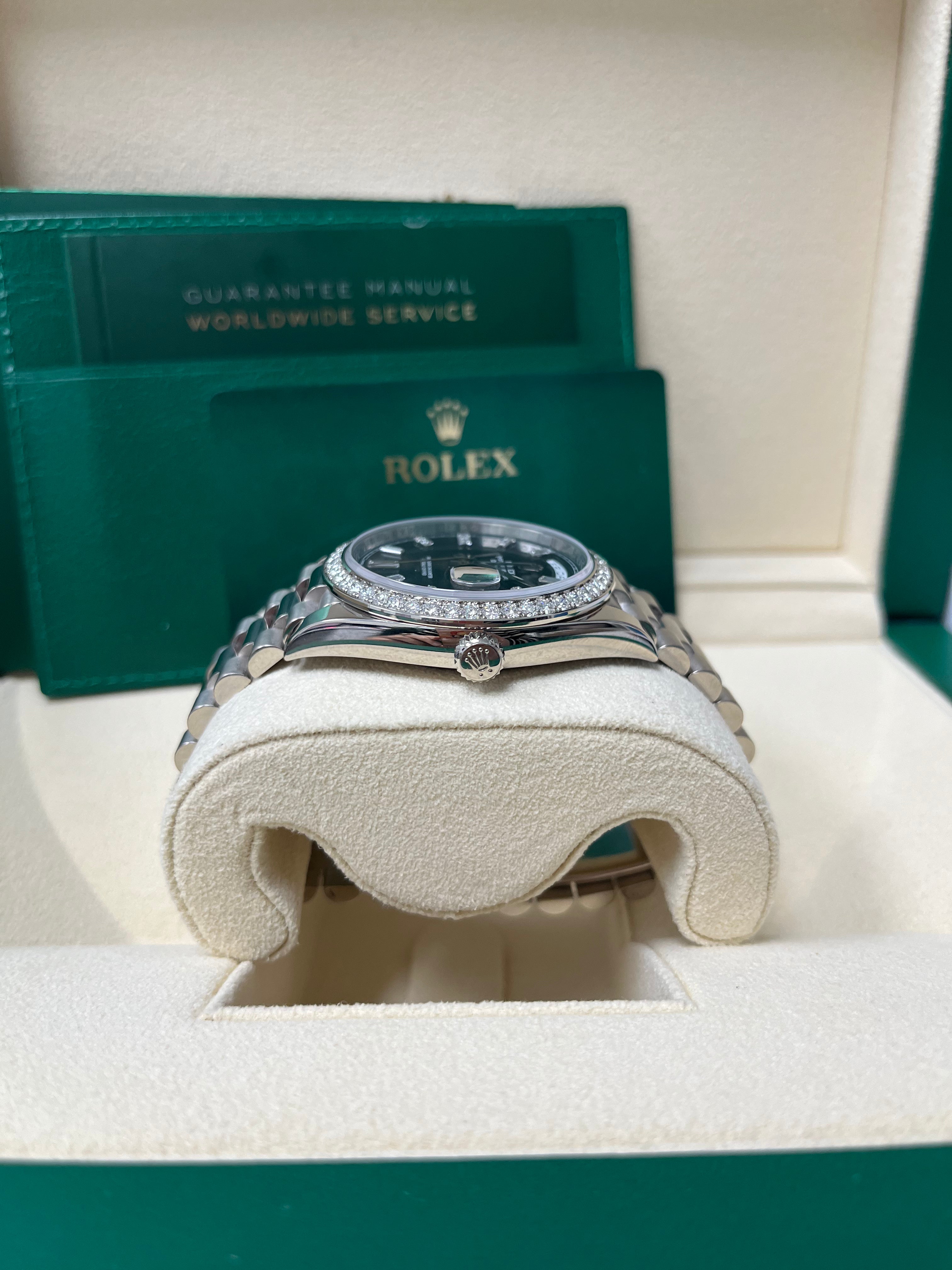 Day-Date 40 White Gold Day-Date 40 Watch - White Gold Bezel - Black Baguette Diamond Dial 228349RBR