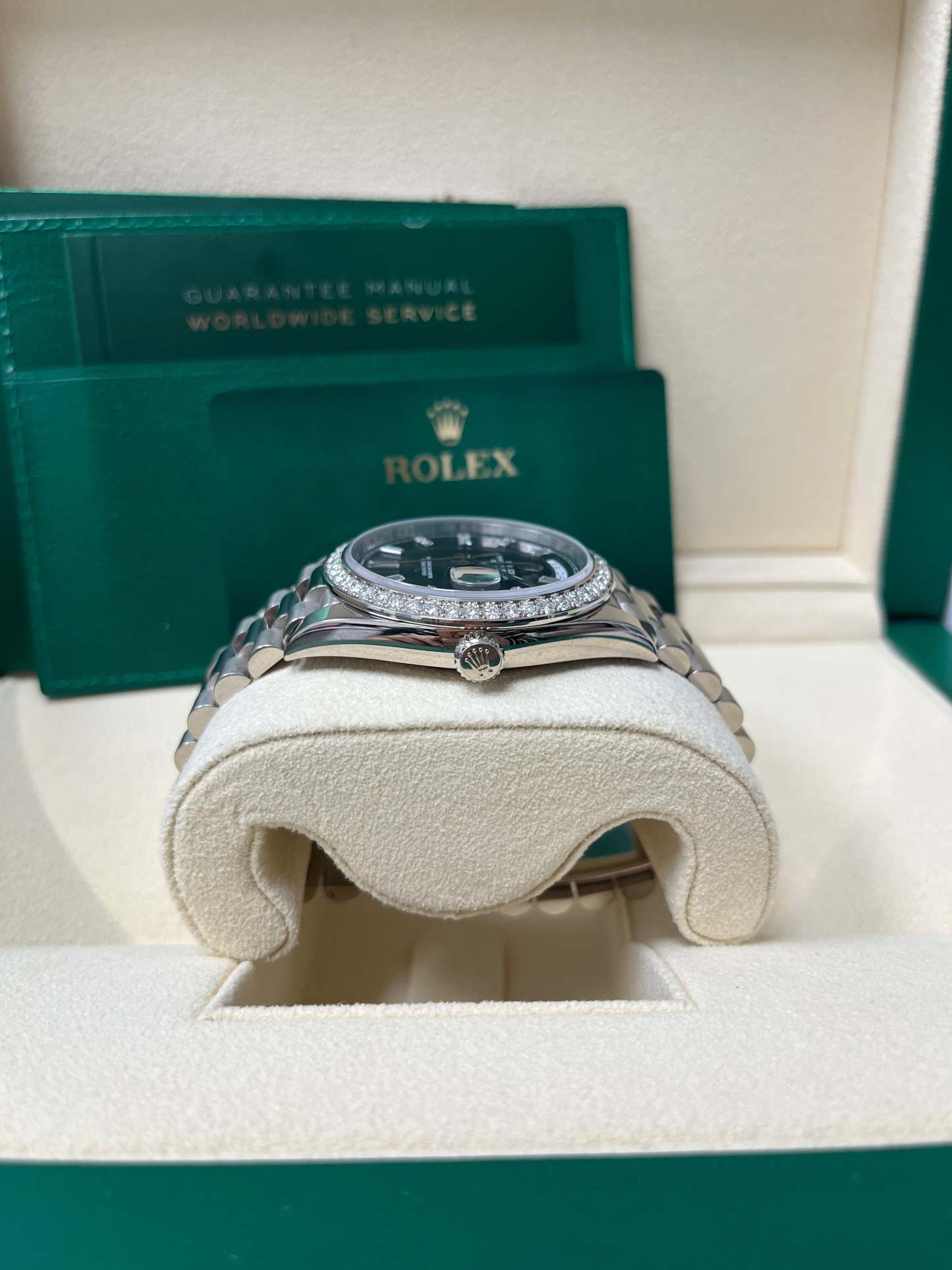 Day-Date 40 White Gold Day-Date 40 Watch - White Gold Bezel - Black Baguette Diamond Dial 228349RBR