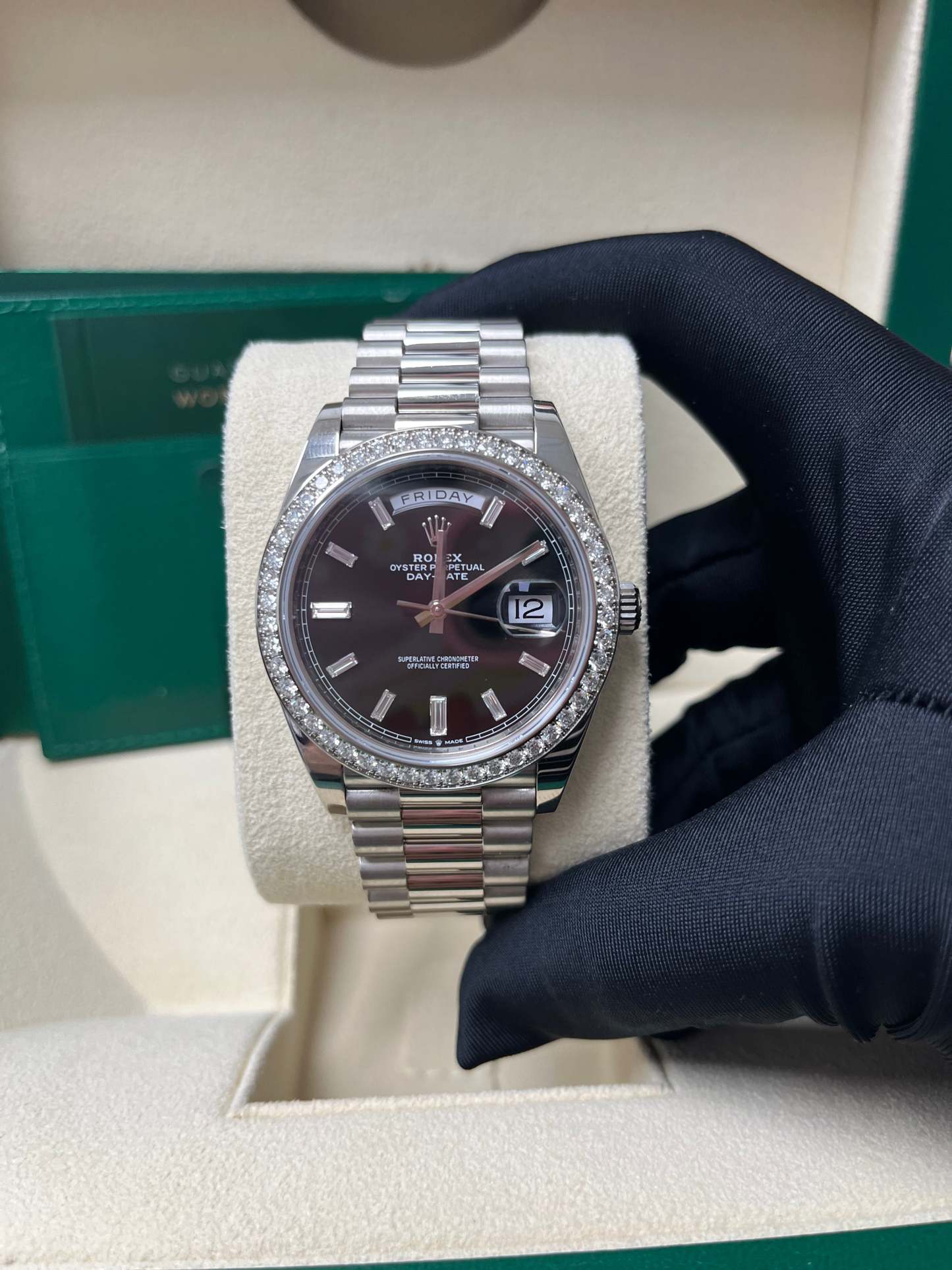 Day-Date 40 White Gold Day-Date 40 Watch - White Gold Bezel - Black Baguette Diamond Dial 228349RBR