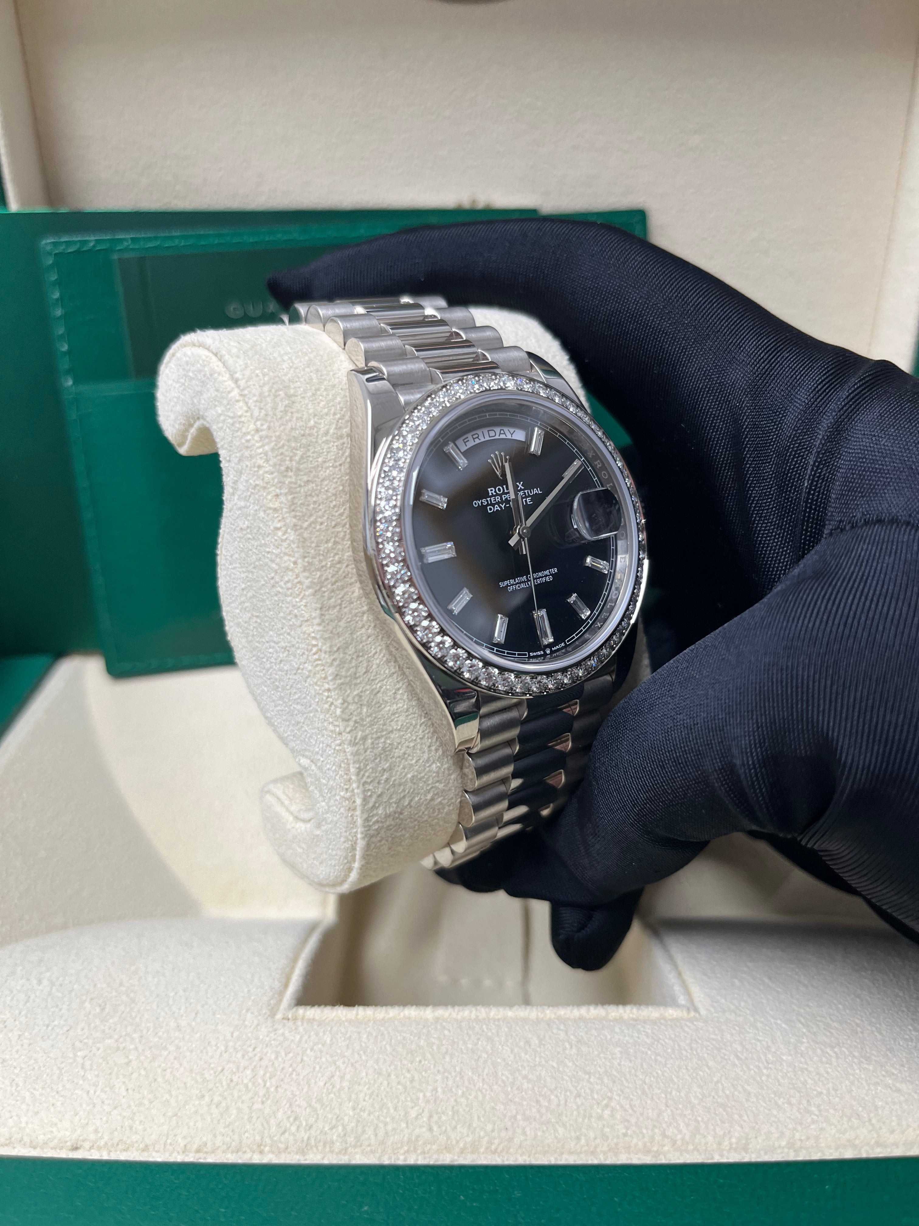 Day-Date 40 White Gold Day-Date 40 Watch - White Gold Bezel - Black Baguette Diamond Dial 228349RBR
