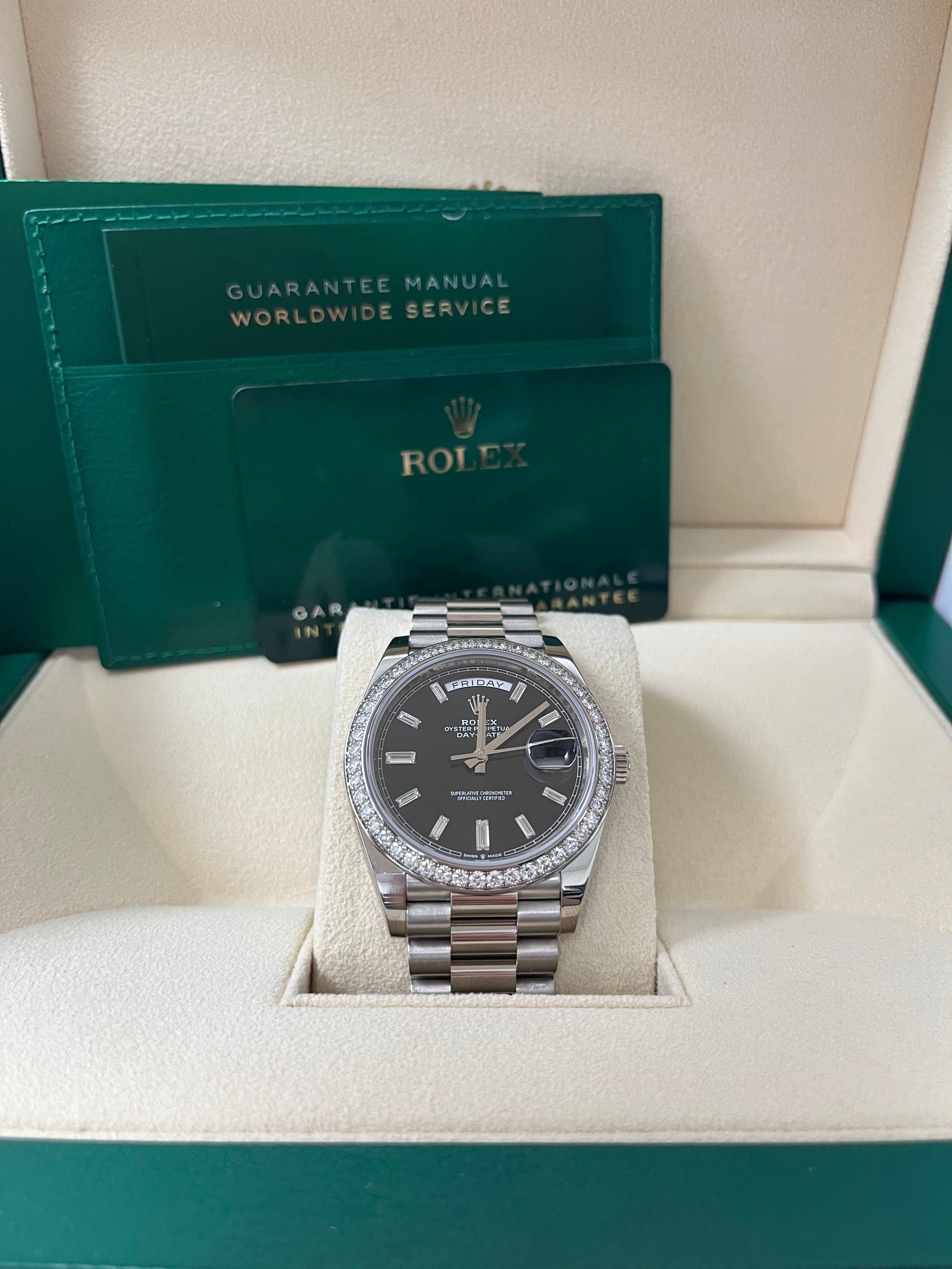 Day-Date 40 White Gold Day-Date 40 Watch - White Gold Bezel - Black Baguette Diamond Dial 228349RBR