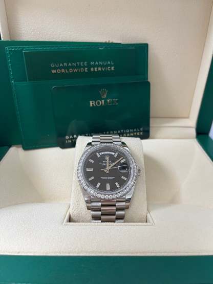 Day-Date 40 White Gold Day-Date 40 Watch - White Gold Bezel - Black Baguette Diamond Dial 228349RBR