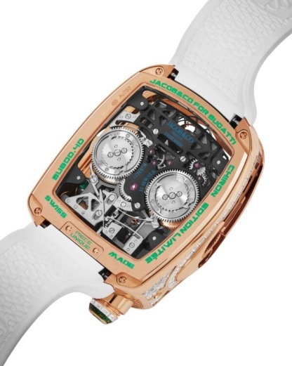 Bugthtatti Chiron Tourbillon Baguette |  Rose Gold (Diamonds & Tsavorites) Jacthtob & Co.