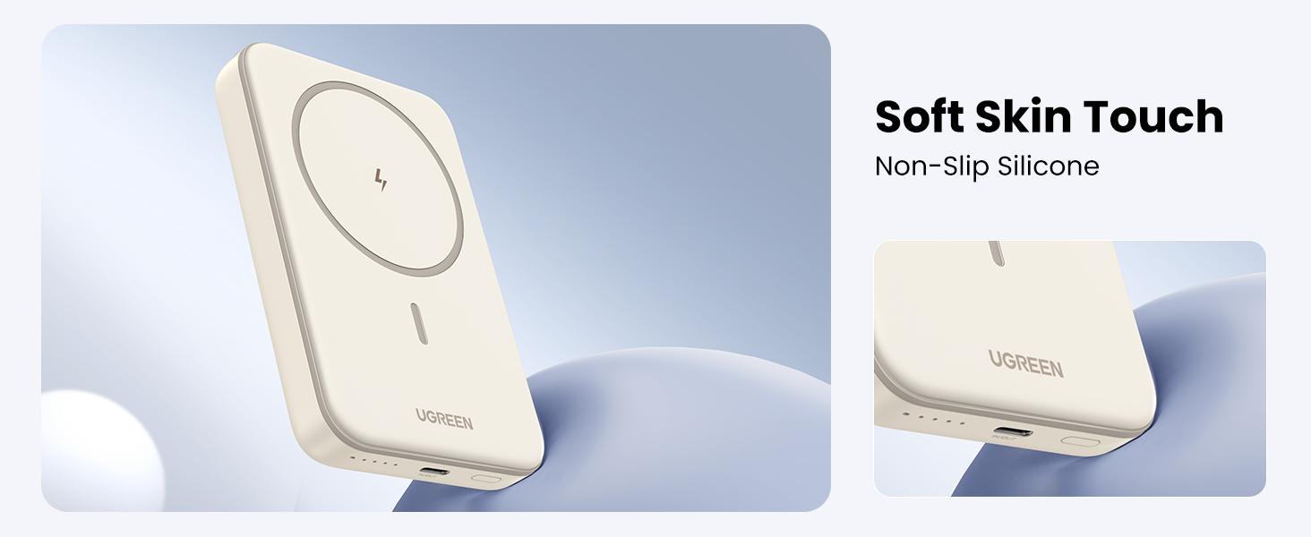 UGREEN 10000mAh 20W Magnetic power bank with Skin-friendly Design and Non-slip Silicone Surface