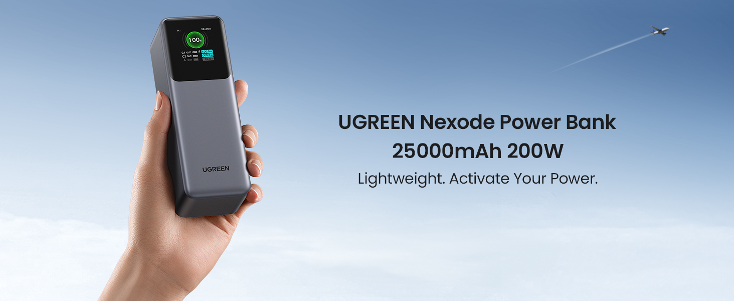 UGREEN Nexode Power Bank, 25000mAh Capacity, 200W Output, Lightweight