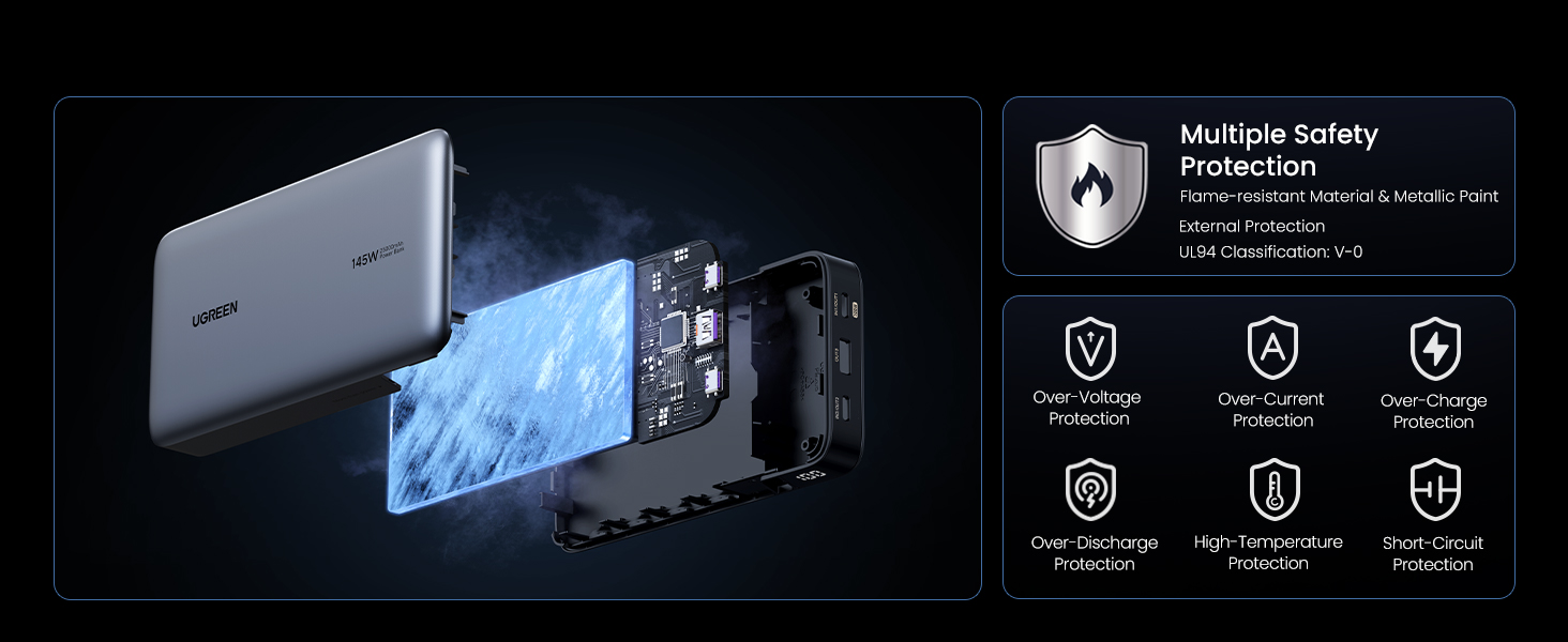 25000mah 140w portable charger with multiple safety protection