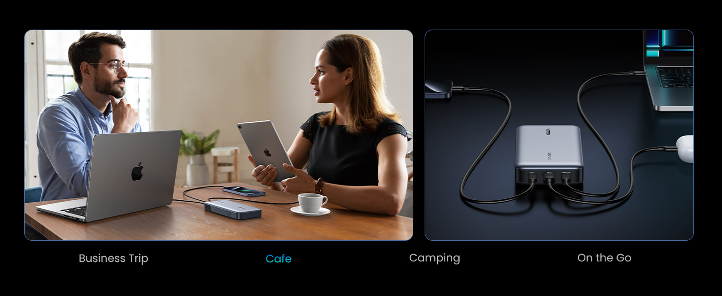 90wh Power bank with 2 USB-C ports and 1 USB-A port which can charging 3 devies at the same time