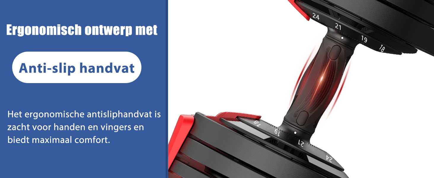 Close-up van een fietszadelpen met rood licht geïntegreerd in de basis. De tekst vermeldt een ergonomisch ontwerp en een antislipstuur.