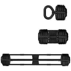 Drie zwarte fitnessapparaten: een enkele halterhandgreep aan de bovenkant, een kortere halter in het midden en een langere halter aan de onderkant, allemaal met getextureerde greepoppervlakken.