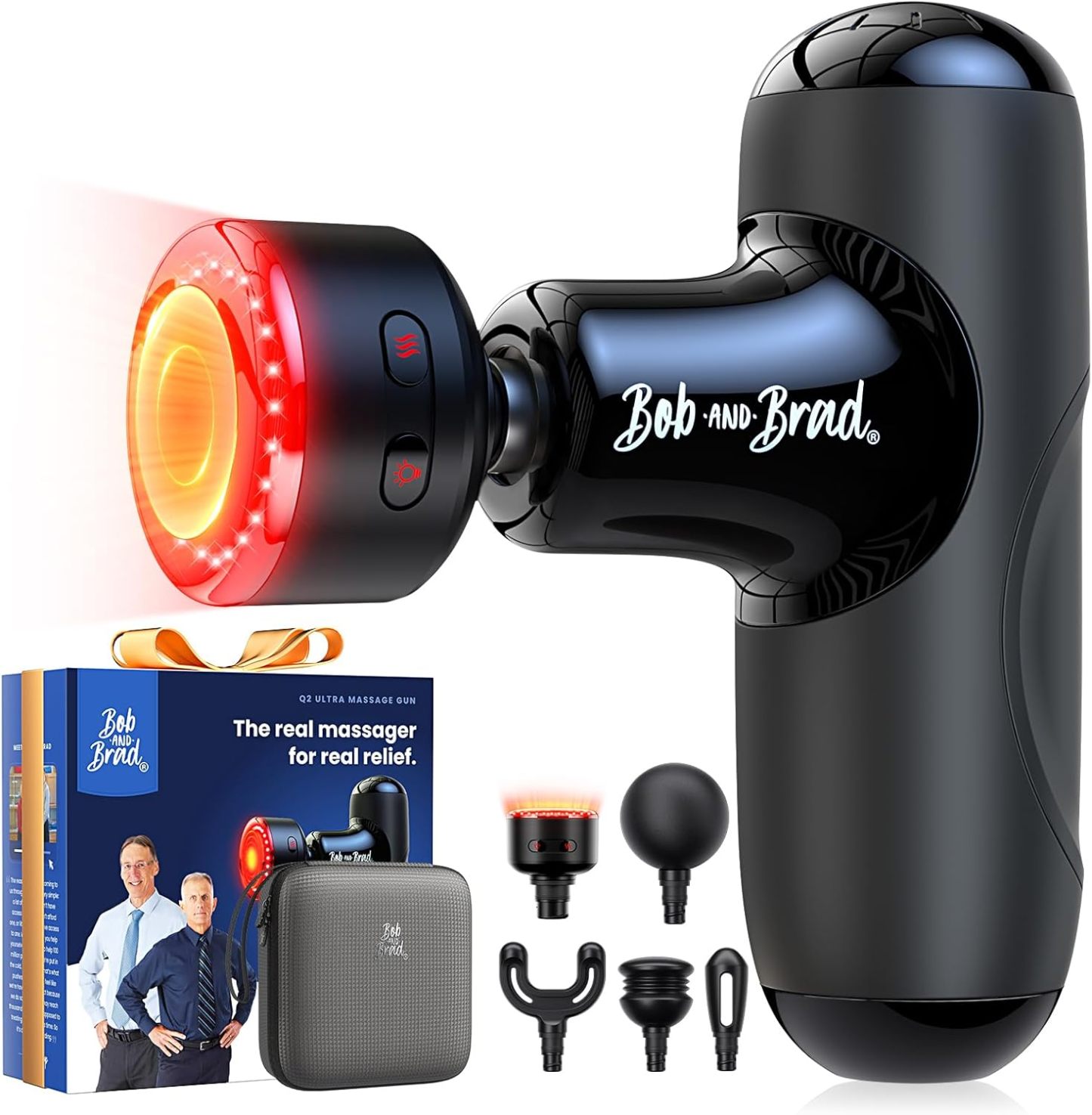 BOB AND BRAD Q2 Pro Massage Gun Deep Tissue Massage with Heat & Cold - Mini Massage Gun for Back & Shoulder Pain Relief, Portable Muscle Massage Gun for Gym & Travel, USB-C