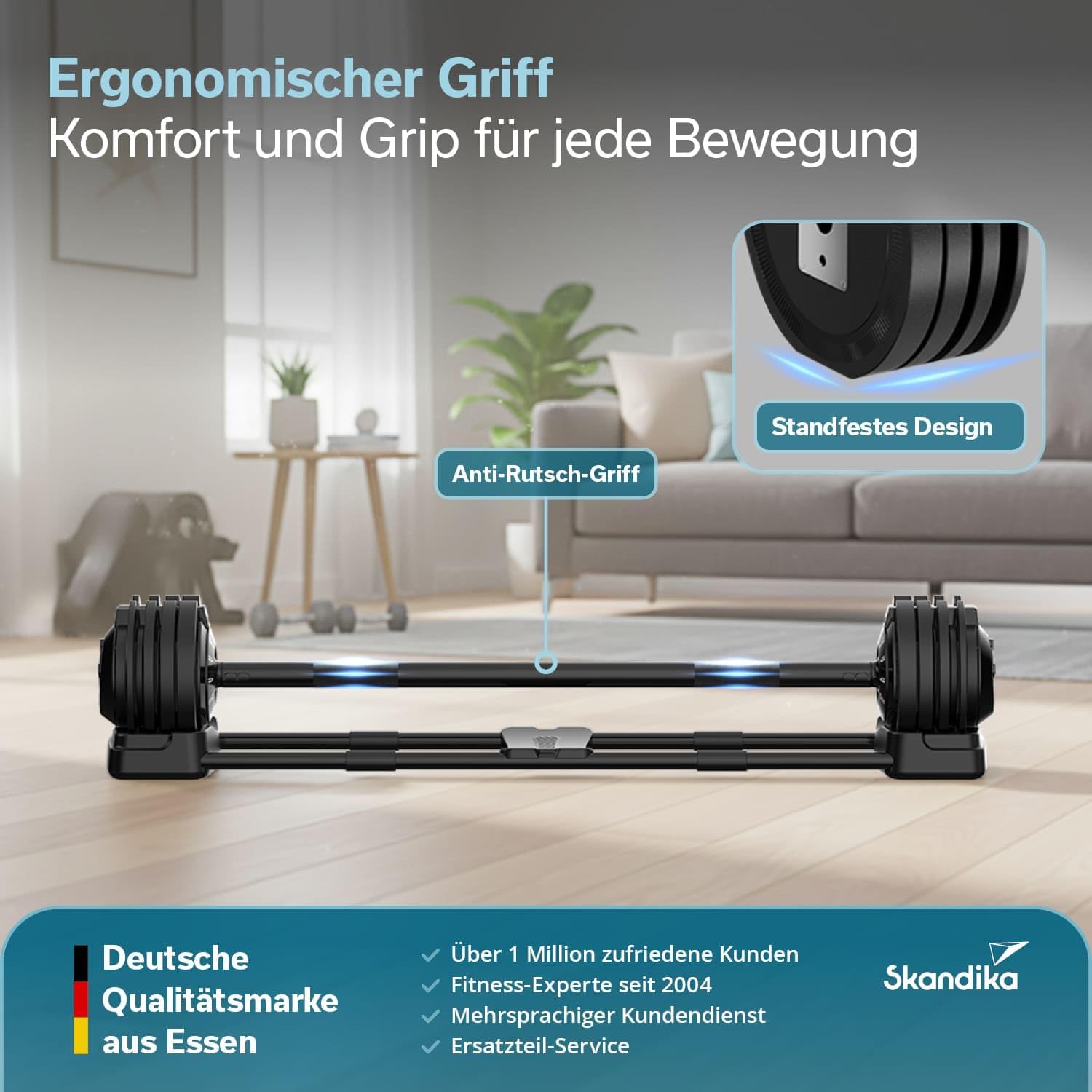 Skandika Paino Dumbbell Set Adjustable Dumbbell Barbell Barbell Kettlebell 12 Levels 2 to 24 kg Quick Weight Change Dumbbell Adjustable Dumbbells for Home, Gym, Fitness