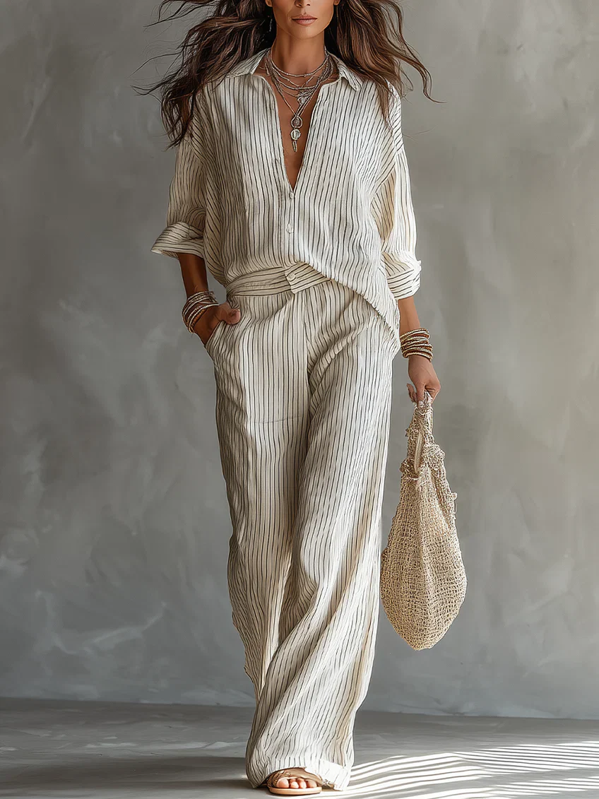 Women's Minimalist Style Striped Suit