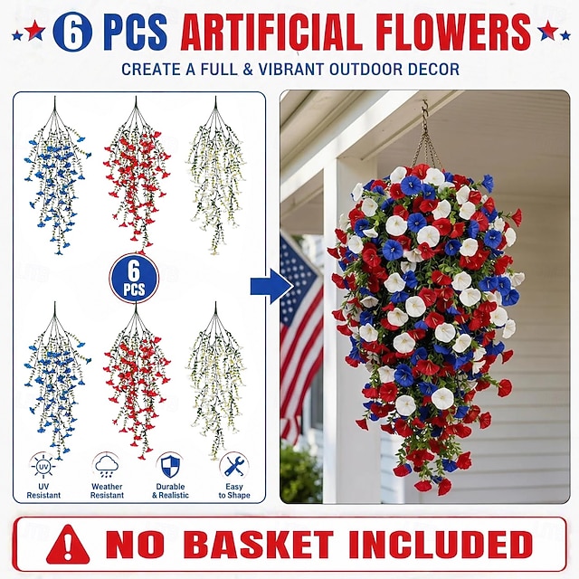 Artificial Morning Glory Hanging Vine Flowers for Outdoor
