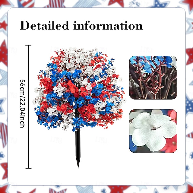 22 Inch Red White Blue Artificial Flower Stake for 250th Independence Day