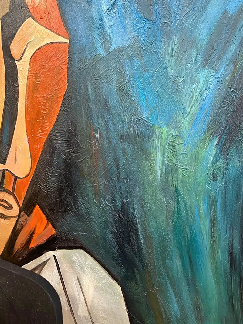 Modern geometric hand-painted three-dimensional abstract portrait oil painting