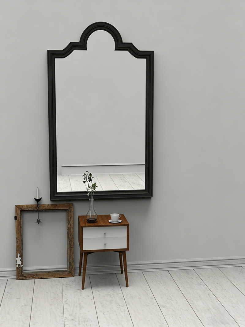 Classic French arched solid wood wall-mounted mirror