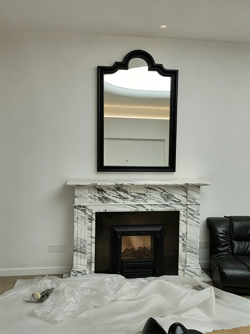 Classic French arched solid wood wall-mounted mirror