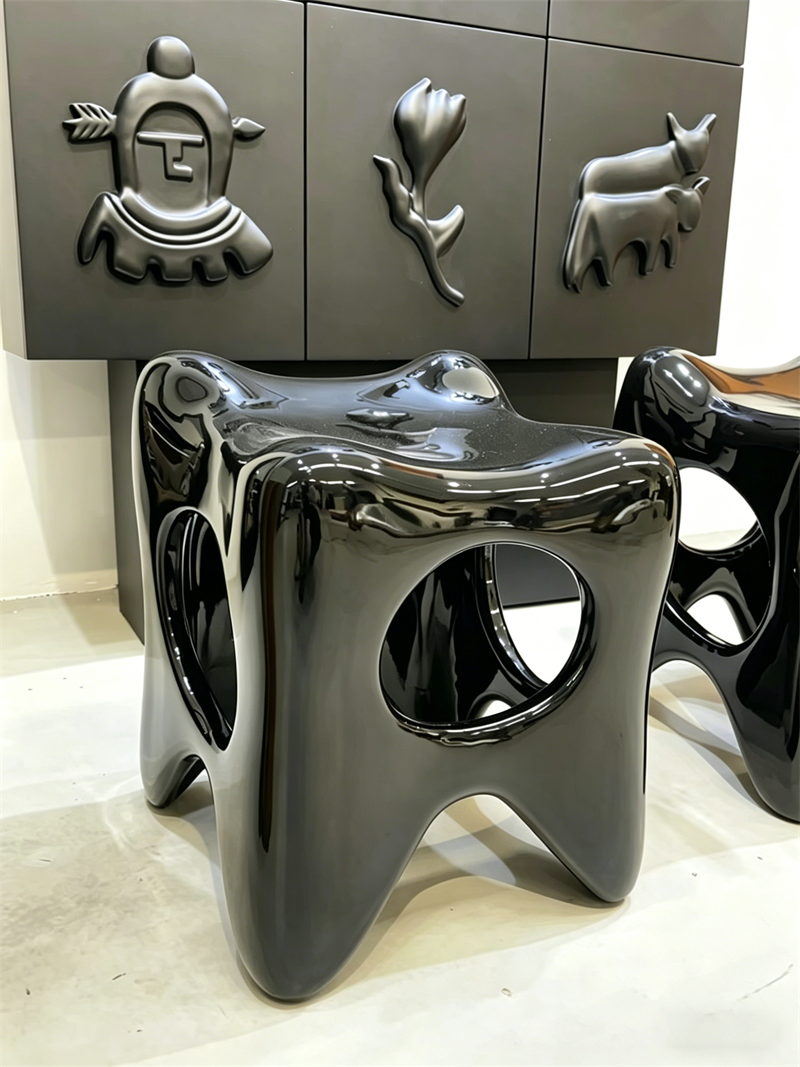 Organic modeling art hand-carved solid wood sculpture stool