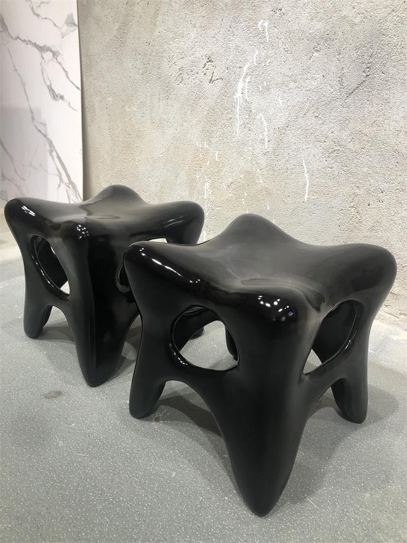 Organic modeling art hand-carved solid wood sculpture stool