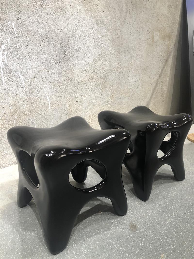 Organic modeling art hand-carved solid wood sculpture stool