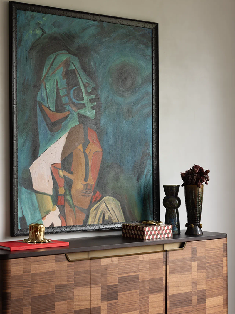 Modern geometric hand-painted three-dimensional abstract portrait oil painting