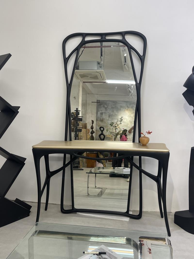 Modern Abstract Art Nouveau Organic Flow Decorative Floor Mirror