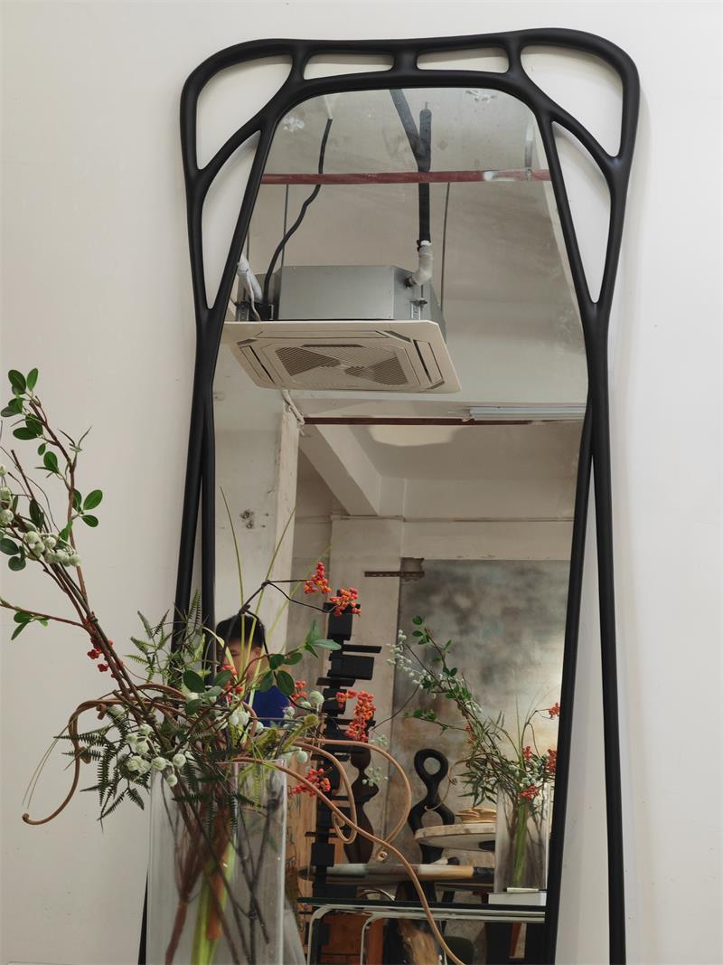 Modern Abstract Art Nouveau Organic Flow Decorative Floor Mirror