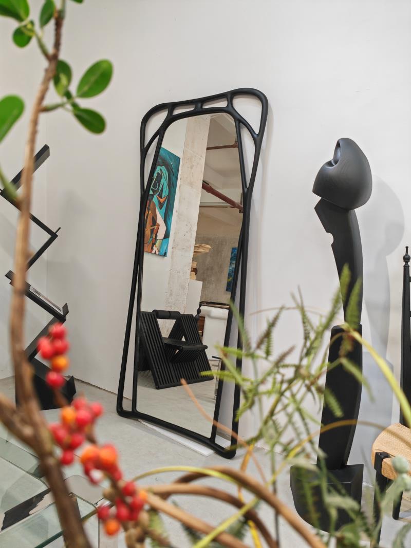 Modern Abstract Art Nouveau Organic Flow Decorative Floor Mirror
