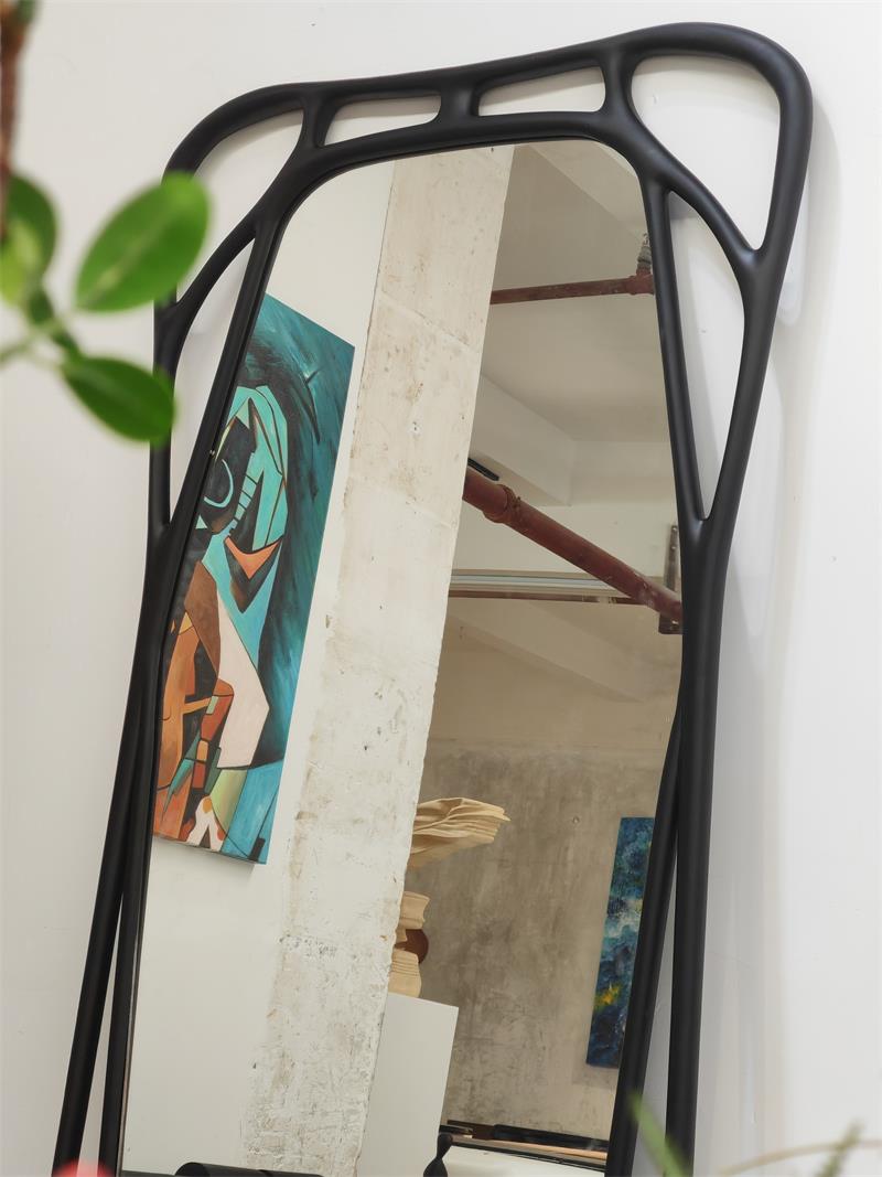 Modern Abstract Art Nouveau Organic Flow Decorative Floor Mirror