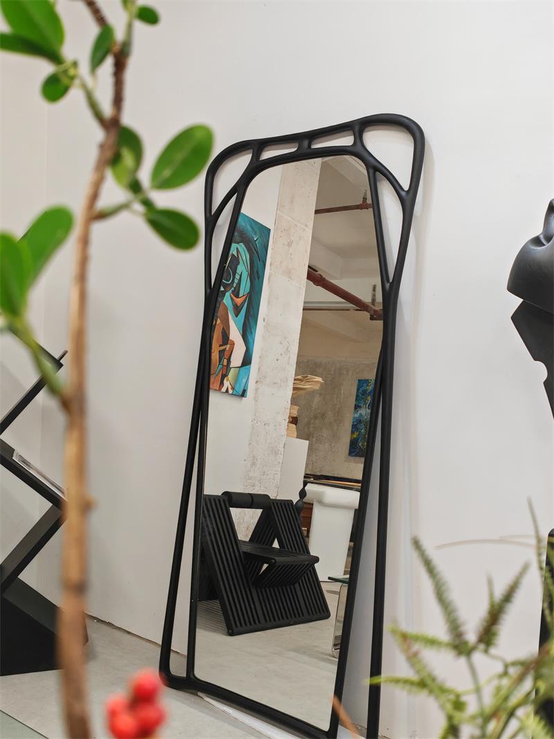 Modern Abstract Art Nouveau Organic Flow Decorative Floor Mirror