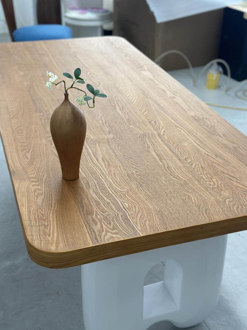 Pure Handmade Organic Modern French-style Cream Solid Wood Natural Art Dining Table