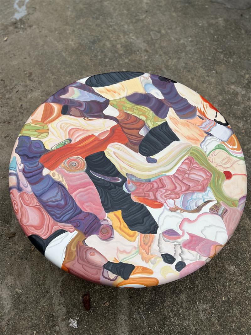 Modern Minimalist Hand-Drawn Abstract Wooden Art Tea Table Coffee Table