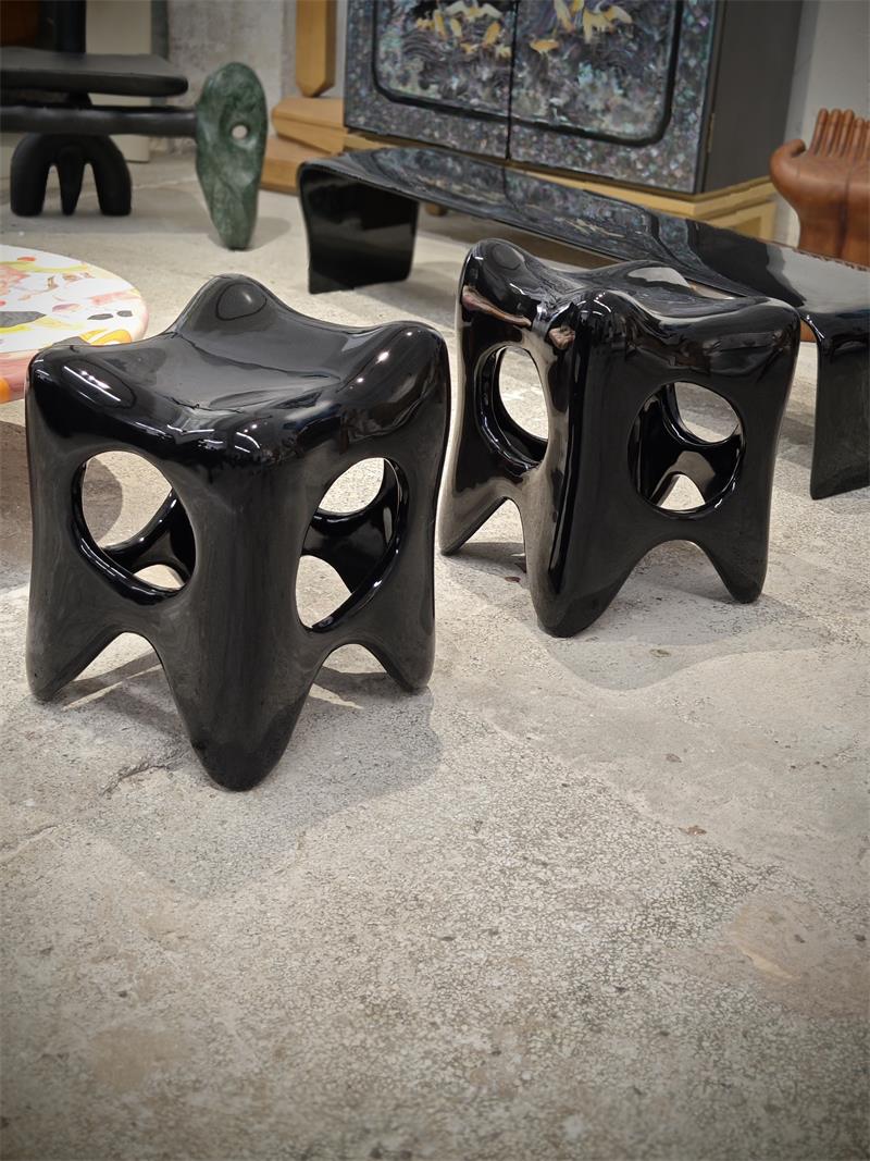 Organic modeling art hand-carved solid wood sculpture stool
