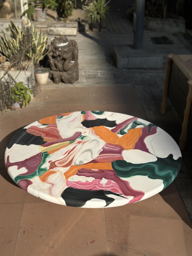 Modern Minimalist Hand-Drawn Abstract Wooden Art Tea Table Coffee Table